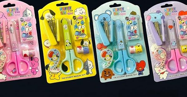 MPK Perfect Mini Stapler for Office School Home Portable Mini Size Stapler with Scissor Washi Tape/Birthday Return Gifts Pack of 4
